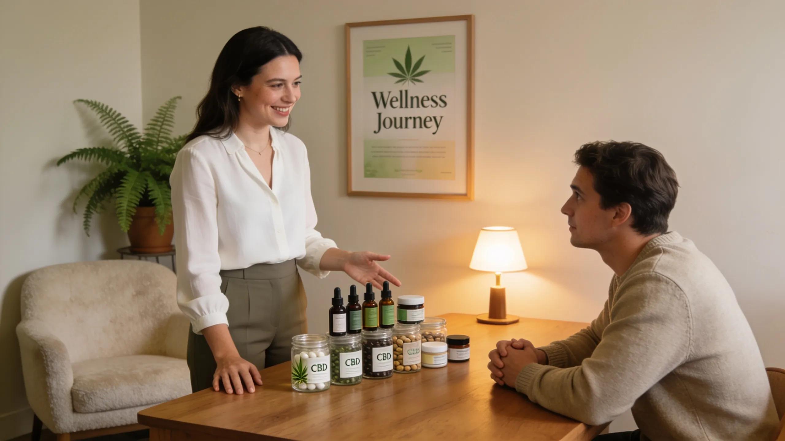 Personalized wellness consultation for CBD product recommendations in a welcoming environment